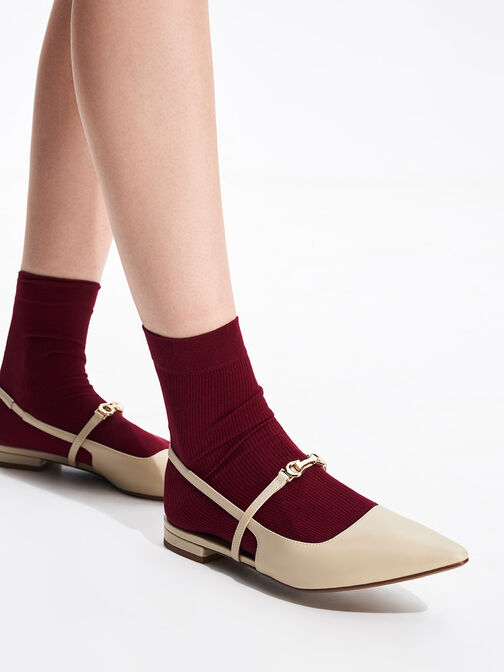 حذاء تريفينا مسطح مفتوح من الخلف بمقدمة مدببة ومظهر معدني, تاوب, hi-res