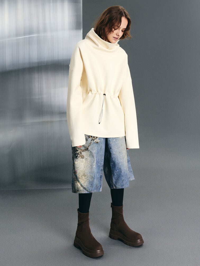 Leoi Faux Suede Chunky Ankle Boots, Dark Brown Textured, hi-res