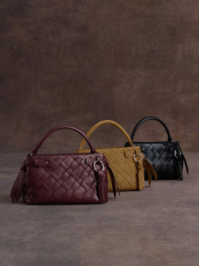 شنطة يد إيفيت منسوجة, أحمر توتي فاخر, hi-res