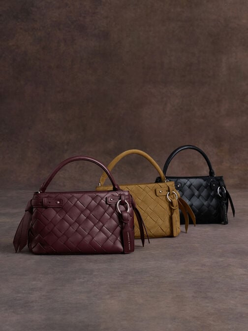 شنطة يد إيفيت منسوجة, أحمر توتي فاخر, hi-res