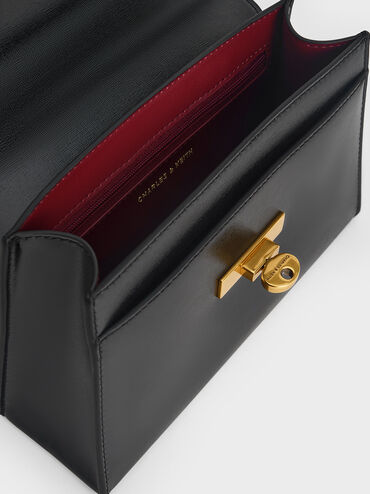 Samantha Envelope Chain-Handle Bag, Black, hi-res