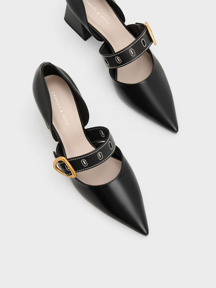 Sepphe Metallic Buckle D'Orsay Pumps, Black, hi-res