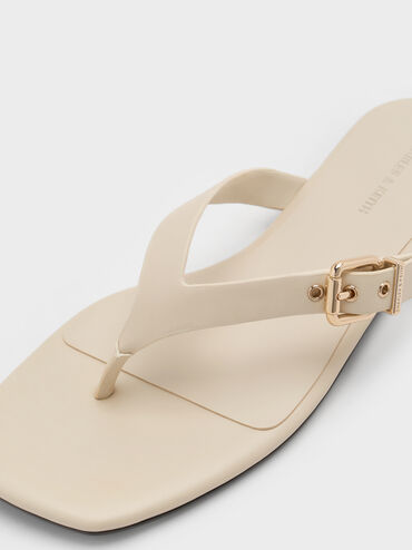 Buckled Thong Sandals, Chalk, hi-res
