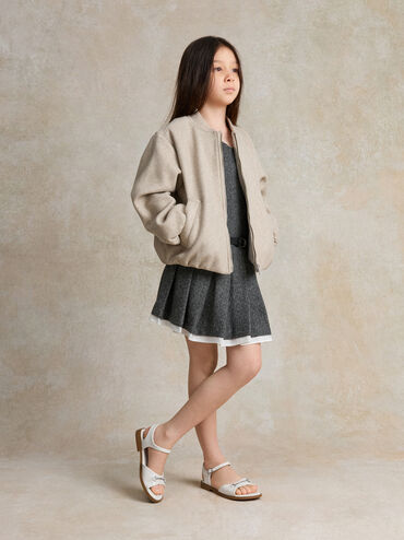 Girls' Erinna Metallic-Accent Sandals, Chalk, hi-res