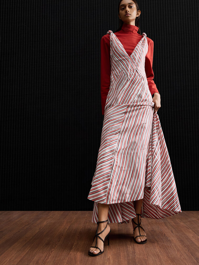 Satin Strappy Stiletto-Heel Sandals, Black Textured, hi-res