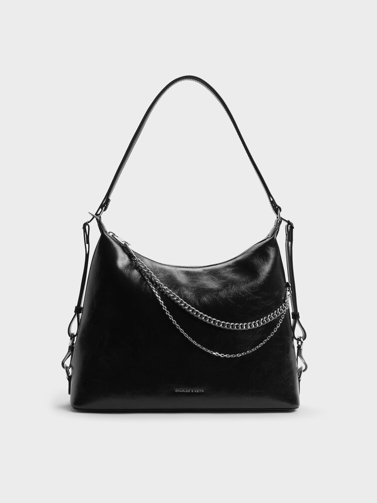 Atwood Chain Hobo Bag, Noir, hi-res