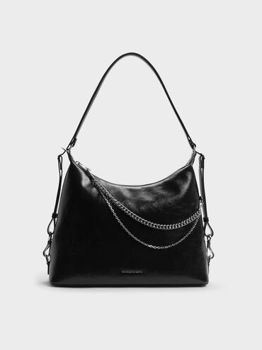Atwood Chain Hobo Bag, Noir, hi-res