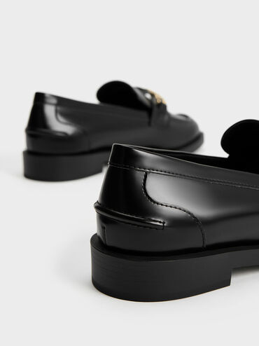 Leslie Metallic-Accent Loafers, Black Boxed, hi-res