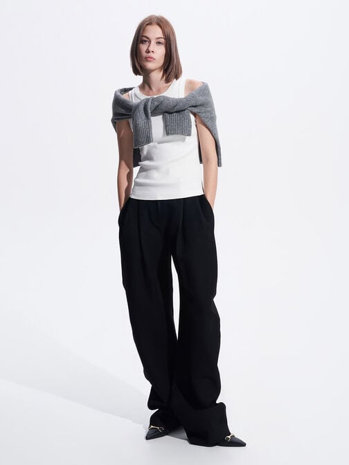 حذاء ليزلي بكعب عالٍ وتصميم سلينجباك مفتوح الظهر مزين بحلية معدنية, أسود, hi-res