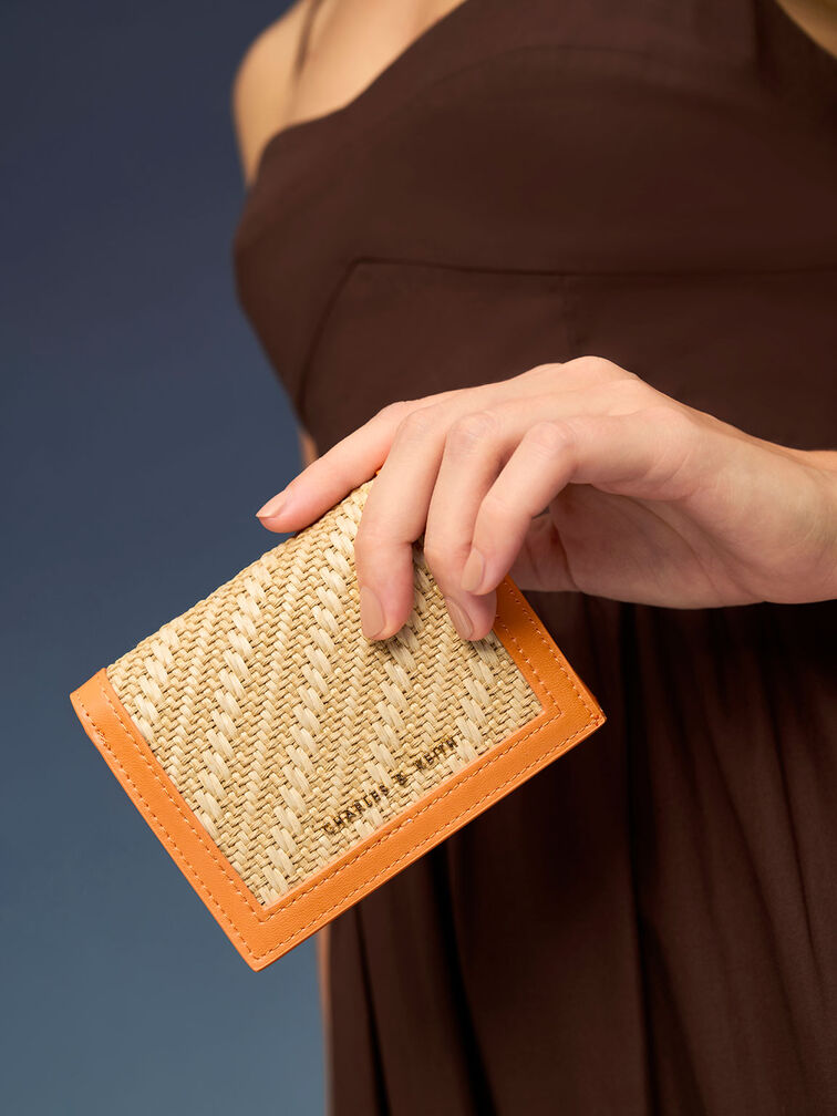 محفظة كاسيا صغيرة بقفل كبس, برتقالي, hi-res