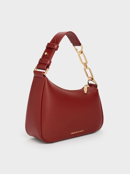 Mini Agatha Chain-Accent Shoulder Bag, Burgundy, hi-res