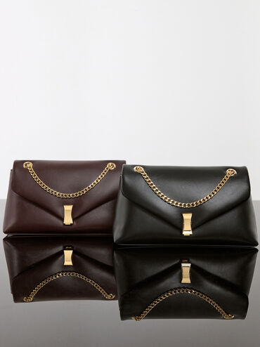 شنطة ليليبت بسلسلة وحزام, أسود, hi-res