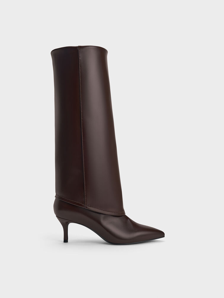 Pointed Stiletto Knee-High Boots, Burgundy, hi-res