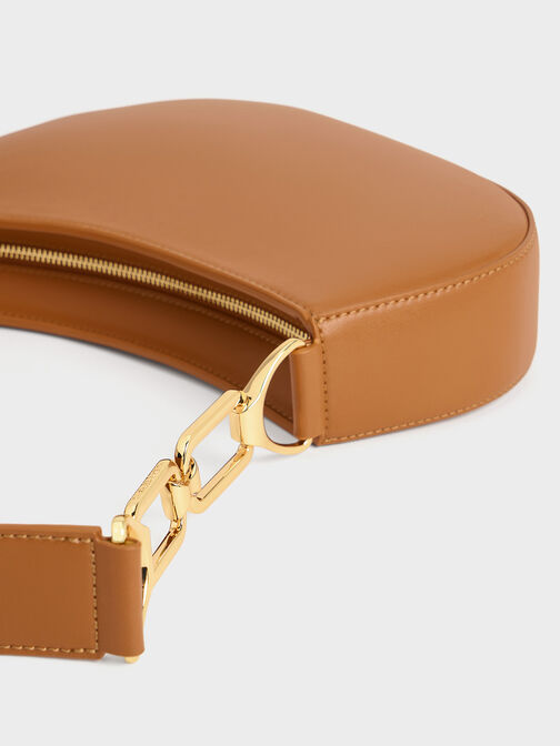 Agatha Chain-Accent Shoulder Bag, Brown, hi-res