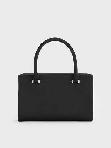 Satin Boxy Tote Bag, Noir, hi-res