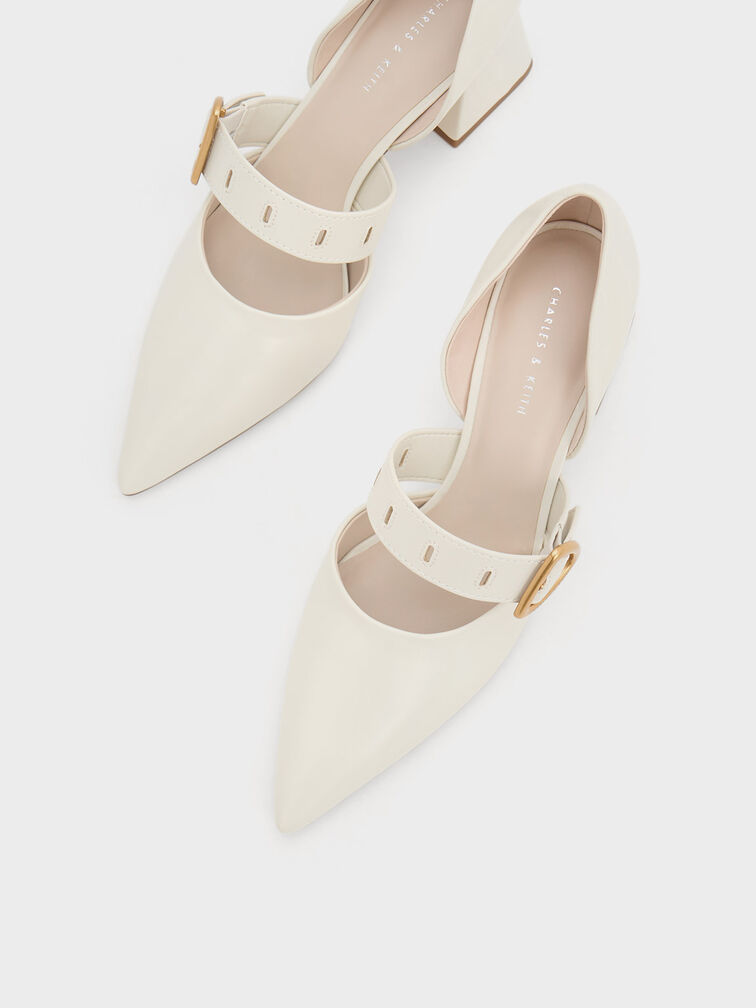Sepphe Metallic Buckle D'Orsay Pumps, Cream, hi-res