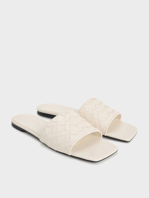 Ivette Woven Slide Sandals, Chalk, hi-res