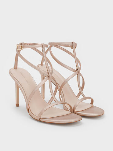 Strappy Stiletto-Heel Sandals, Nude, hi-res