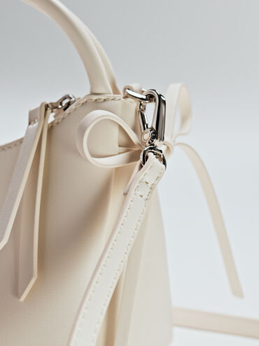 Hazel Bow Top Handle Bag, Cream, hi-res