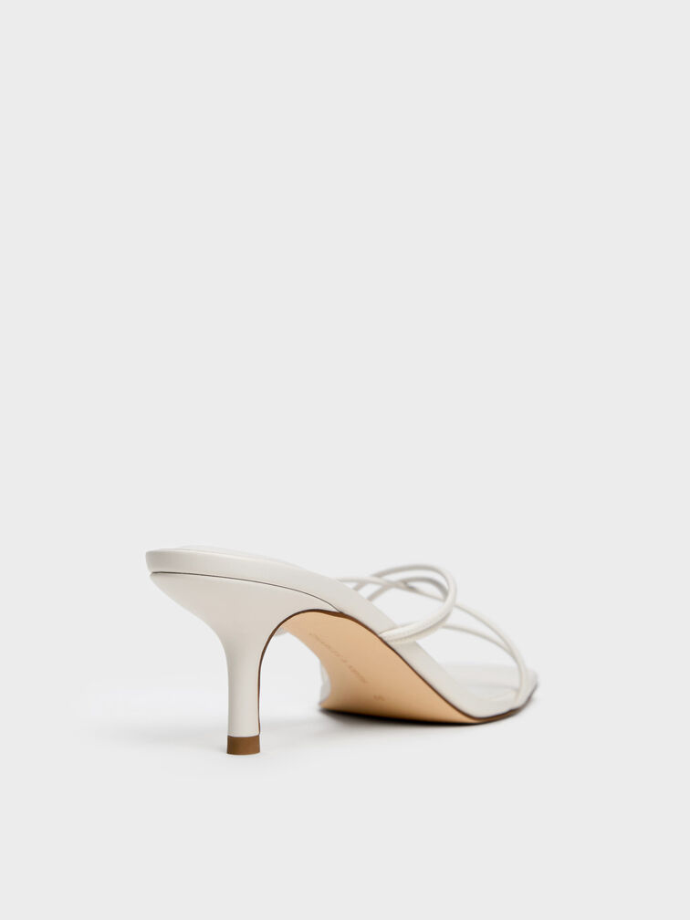 Strappy Heeled Sandals, White, hi-res