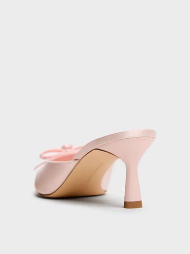 Rose-Bow Pointed Heeled Mules, Light Pink, hi-res