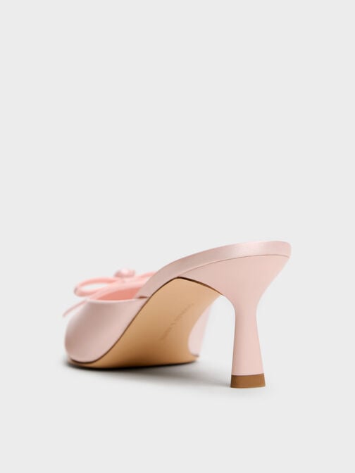Rose-Bow Pointed Heeled Mules, Light Pink, hi-res