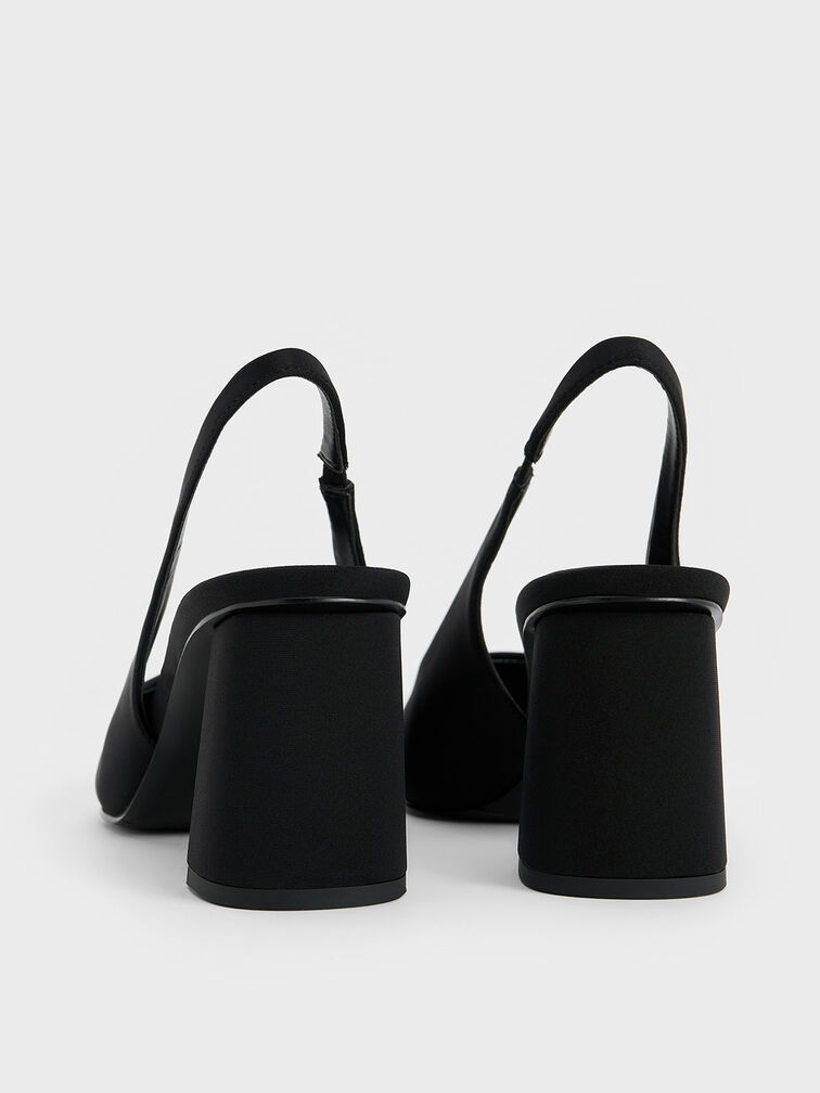 حذاء تيغان بكعب مفتوح من الخلف مائل من الإيلاستين, أسود, hi-res