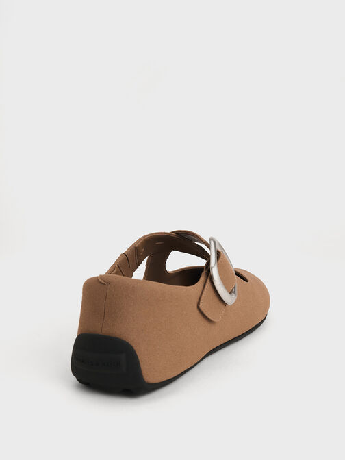 Tommie Faux Suede Crossover Mary Jane Flats, Brown, hi-res