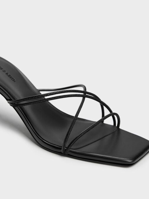 Strappy Heeled Sandals, Black, hi-res