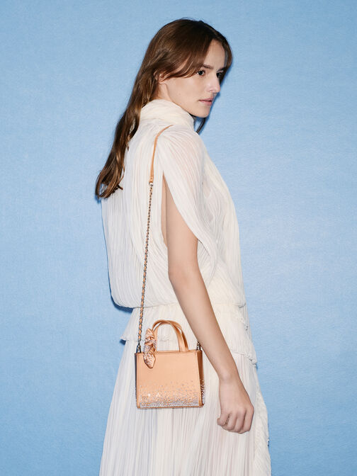 حقيبة ألباني صغيرة من الجلد والساتان بعقدة فيونكة ومزينة بالكريستال, لون البشرة الطبيعي, hi-res