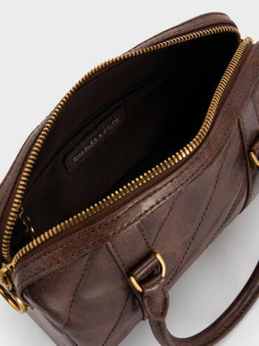 حقيبة بولينغ فيلومينا مزينة بسلسلة معدنية, بني مطفي, hi-res