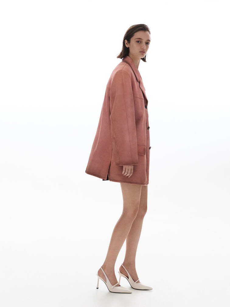 Helena Pearl-Buckle Pointed-Toe Slingback Pumps, Chalk, hi-res