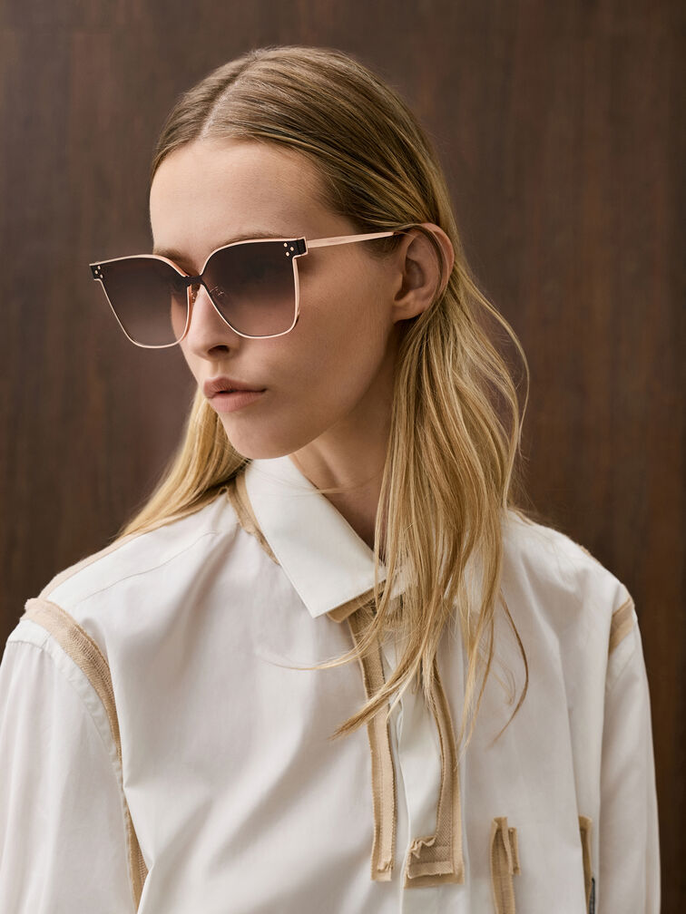 نظارات شمسية جيني بإطار الفراشة, ذهبي وردي, hi-res