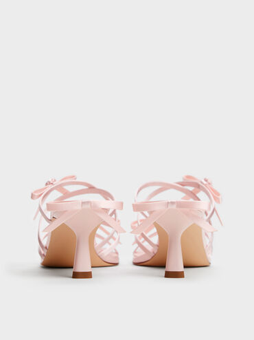 Kelis Rose-Bow Strappy Heeled Mules, Light Pink, hi-res