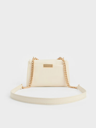 حقيبة كروس بودي كيري بحجم ميني ومقبض على شكل سلسلة, كريم, hi-res