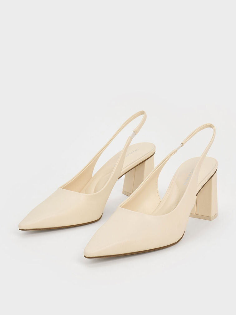 Teagan Trapeze Heel Slingback Pumps, Chalk, hi-res