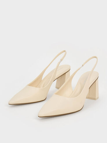 Teagan Trapeze Heel Slingback Pumps, Chalk, hi-res