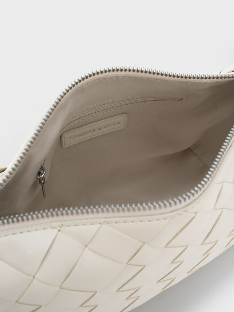 حقيبة كتف إيفيت بتصميم منسوج, كريم, hi-res