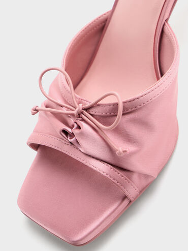 Sadira Satin Heeled Mules, Pink, hi-res