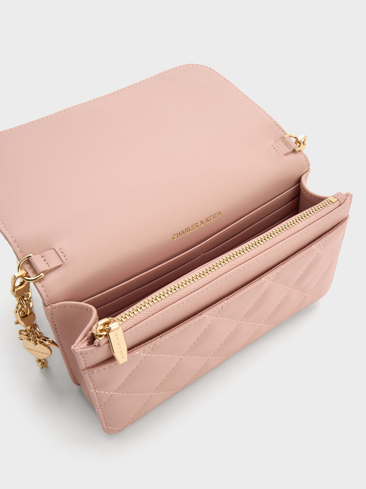 محفظة آرييتي مبطنة بتطريز مزودة بسلسلة للحمل على الكتف, وردي فاتح, hi-res