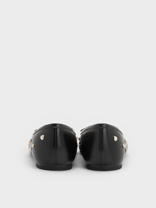 Barbara Pearl-Embellished Bow Ballet Flats, Black, hi-res
