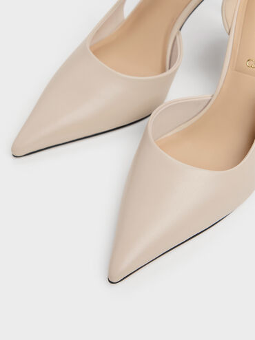 Leather Pointed D'Orsay Stilettos, Oat, hi-res