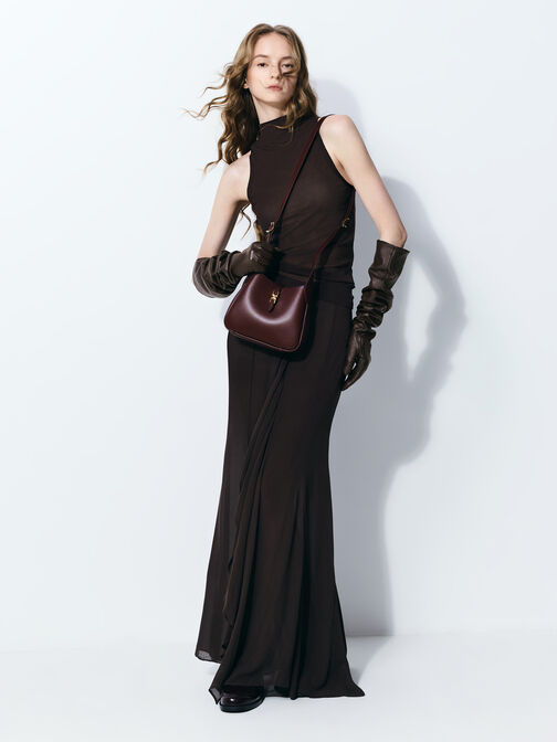 Mini Adalyn Metallic-Buckle Belted Hobo Bag, Wineberry Red, hi-res