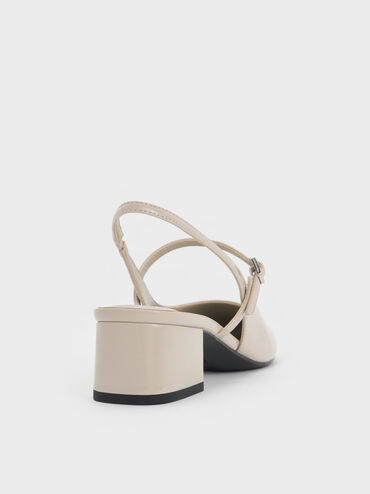 Block-Heel Slingback Mary Jane Pumps, Light Grey, hi-res