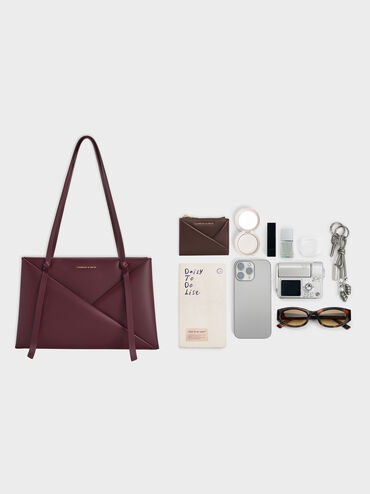 Midori Geometric Tote Bag, Wineberry Red, hi-res