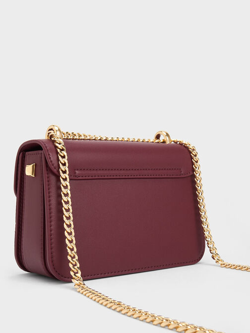 Alva Quilted Chain-Handle Bag, Burgundy, hi-res