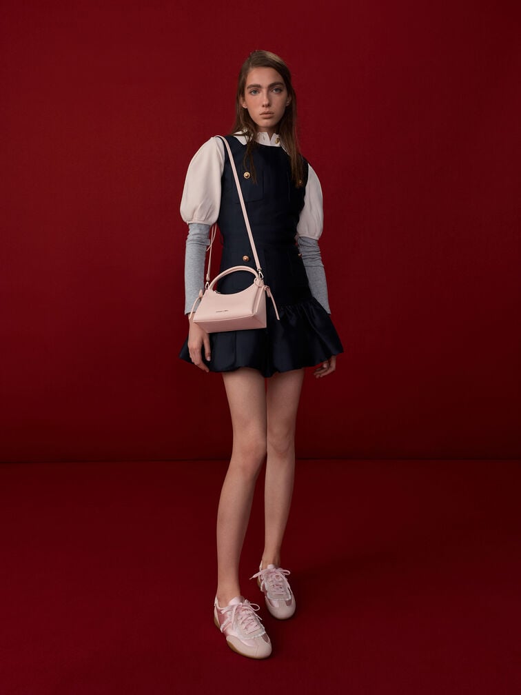 حقيبة يد "هازل" بعقدة, وردي هادئ, hi-res