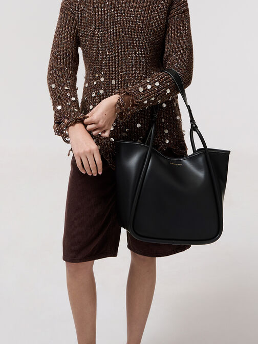 Lyla Tubular Slouchy Tote Bag, Black, hi-res