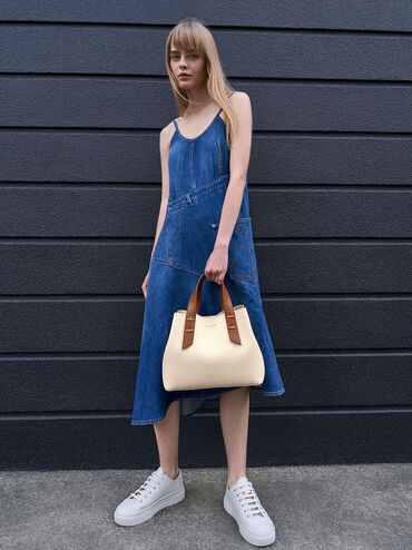 حقيبة توت قماشية شانيا, شوكولاتي, hi-res