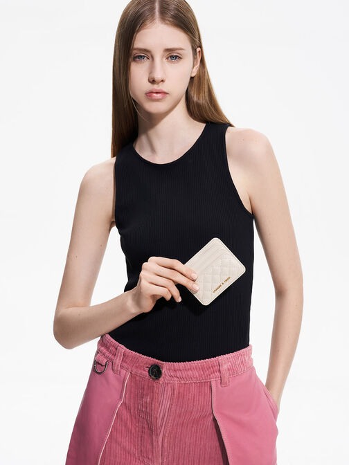 حاملة بطاقات كليو بتصميم مبطّن أنيق, عاجي, hi-res